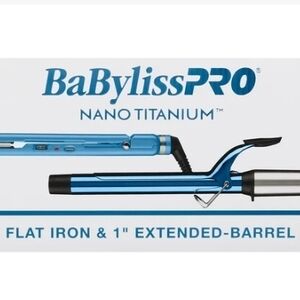BaBylissPRO Nano Titanium 1" Flat Iron And Extended Barrel 1" Curling Iron